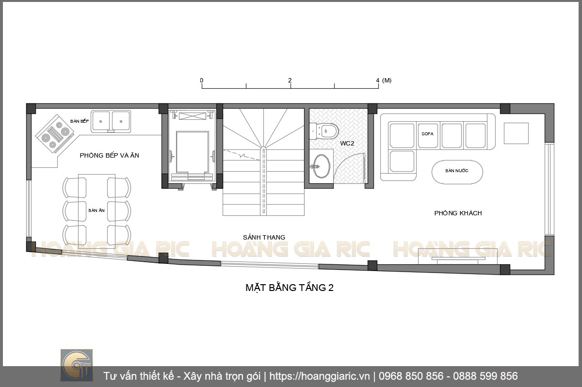 Mặt bằng kiến trúc tầng 2 nhà phố tân cổ điển Hà nội th2015