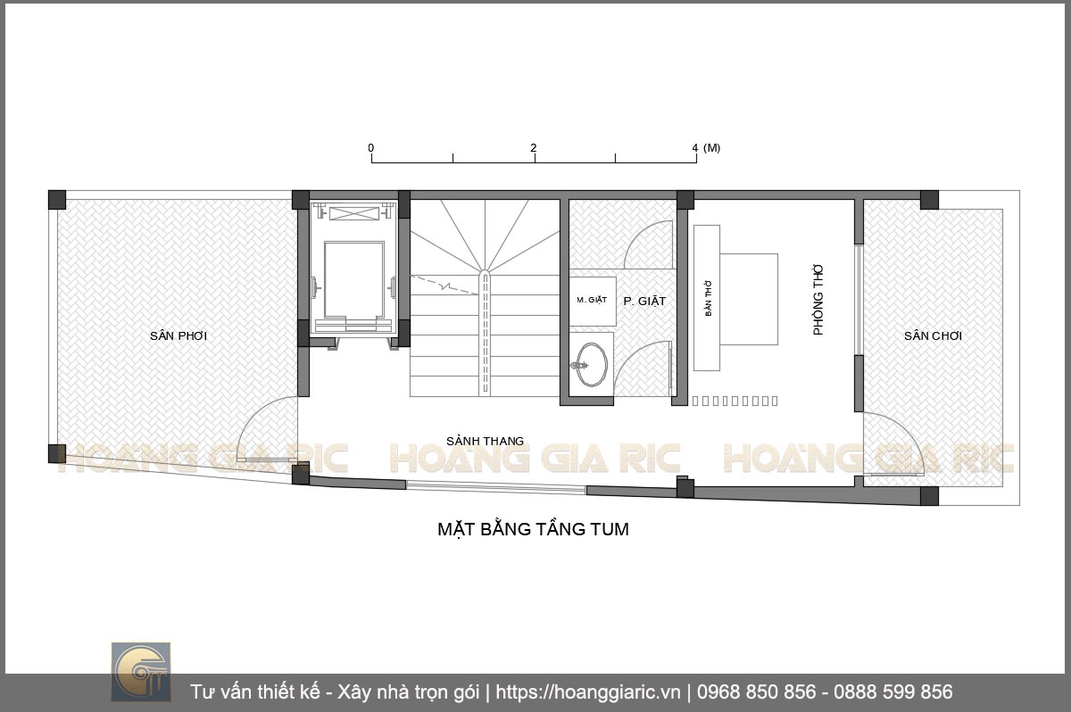 Mặt bằng kiến trúc tầng tum nhà phố tân cổ điển Hà nội th2015