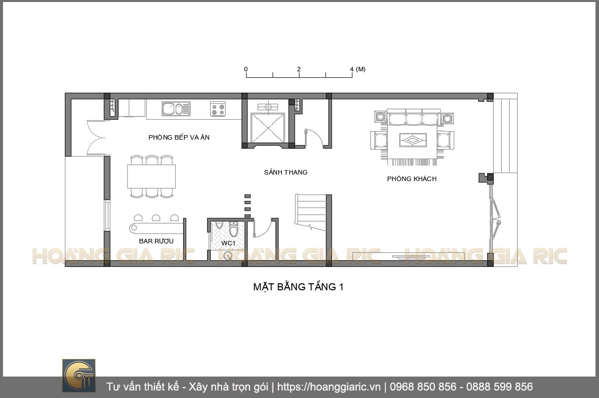 Thiết kế mặt bằng bố trí nội thất tầng 1 biệt thự tân cổ điển Hà nội hn2017