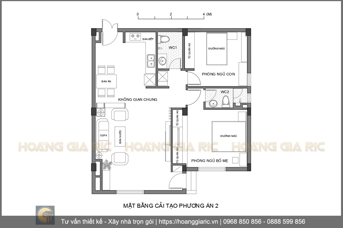 Thiết kế mặt bằng bố trí nội thất pa2 chung cư hiện đại Hà nội dh2015