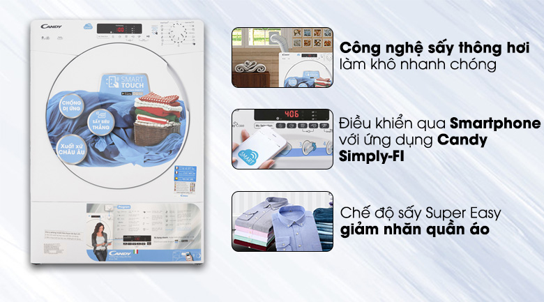 Máy sấy Candy 9 kg CS V9DF-S