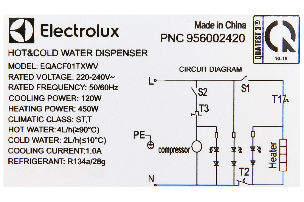 Cây nước nóng lạnh Electrolux EQACF01TXWV