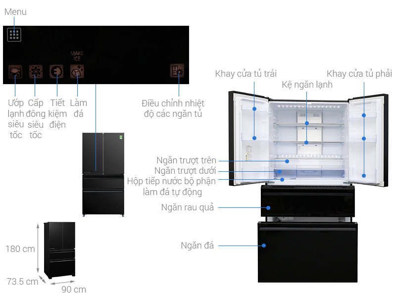 Tủ lạnh Mitsubishi Electric Inverter 564 lít MR-LX68EM-GBK-V