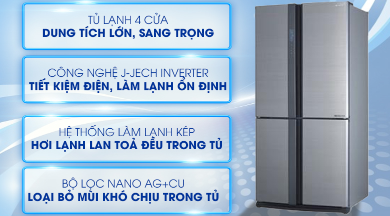 Tủ lạnh Sharp Inverter 556 lít SJ-FX630V-ST