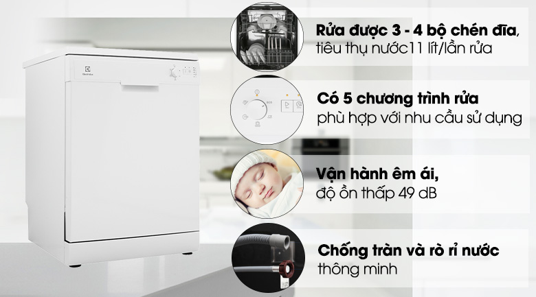 Máy rửa chén Electrolux ESF5206LOW 1950W