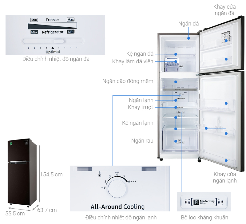 Tủ lạnh Samsung Inverter 236 lít RT22M4032BY/SV