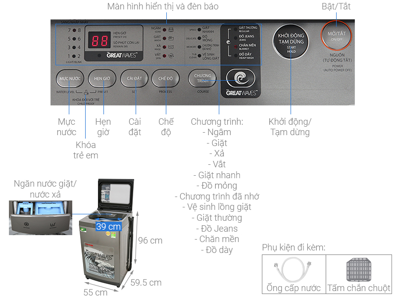 Máy giặt Toshiba 8 kg AW-K905DV(SG)