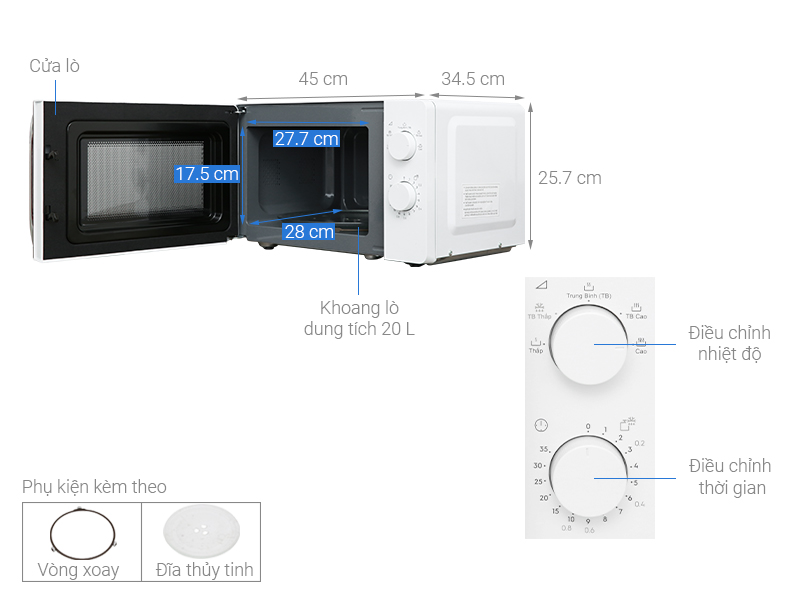 LÒ VI SÓNG ELECTROLUX EMM20K18GW 20 LÍT