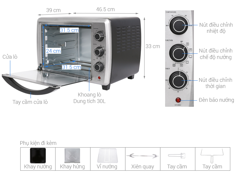 Lò nướng Electrolux EOT38MXC 38 lít