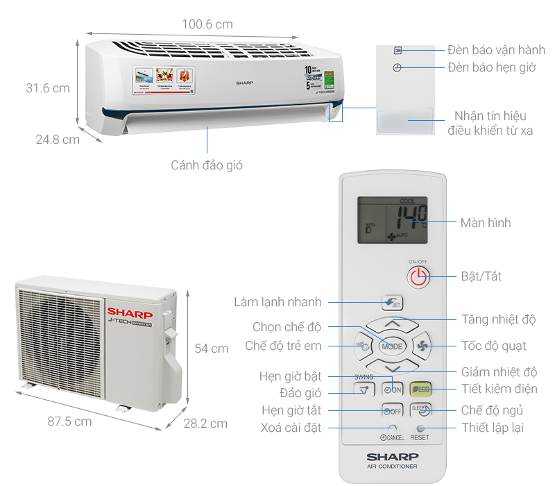 Máy lạnh Sharp Inverter 2 HP AH-X18XEW