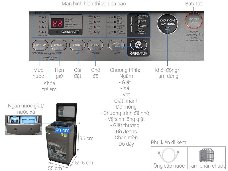 Máy giặt Toshiba 9 kg AW-K1005FV(SG)