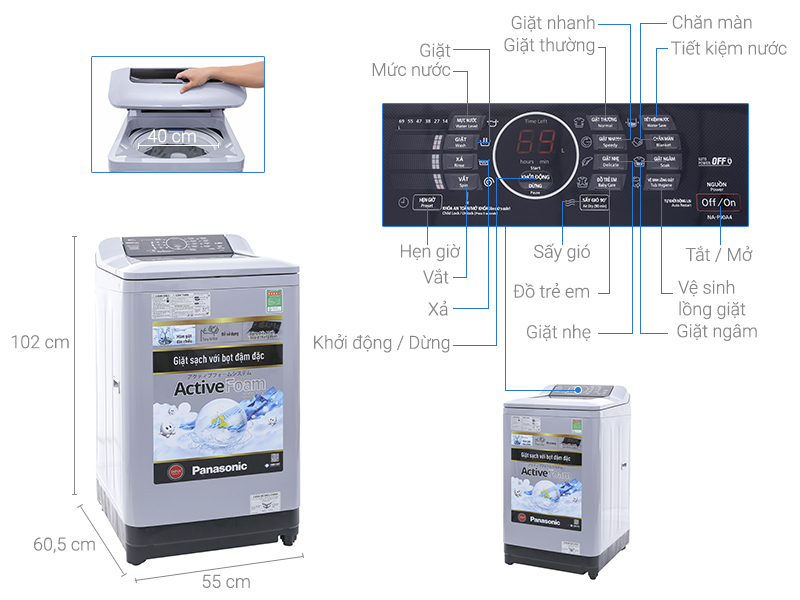 Máy giặt Panasonic 9 kg NA-F90A4GRV