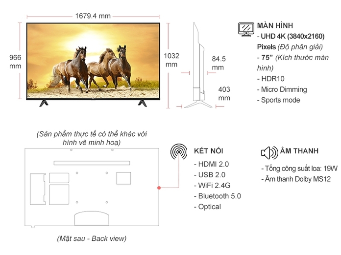 Android Tivi TCL 4K 75 inch 75P618