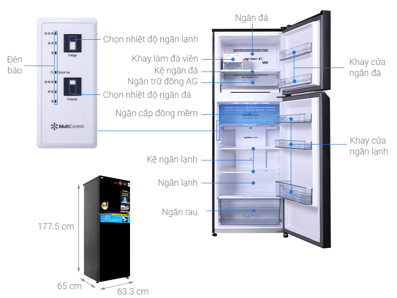 Tủ lạnh Panasonic Inverter 366 lít NR-TL381VGMV