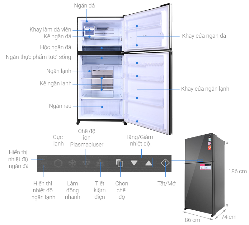 Tủ lạnh Sharp Inverter 604 lít SJ-XP660PG-SL