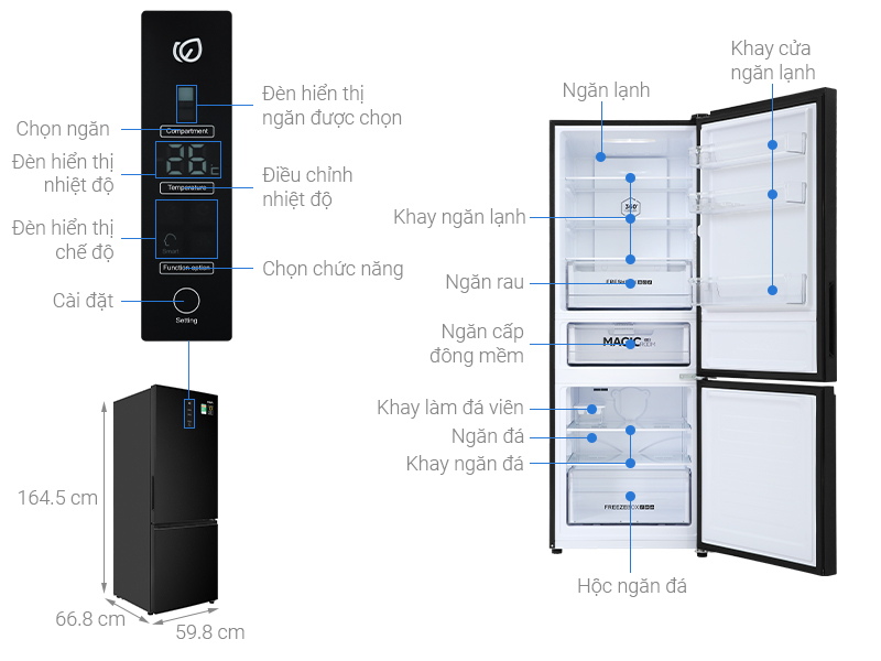 Tủ lạnh Aqua Inverter 292 lít AQR-B348MA(FB)