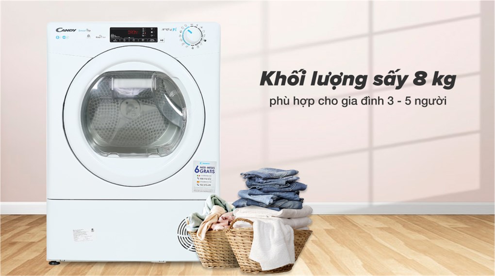 Máy sấy ngưng tụ Candy 8 Kg CSO C8TE-S