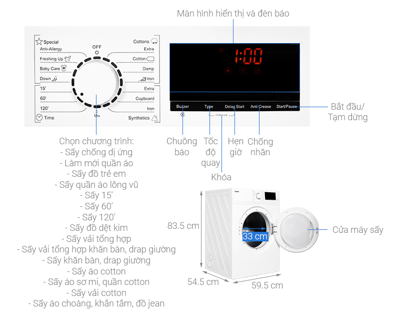 Máy sấy thông hơi Galanz 7 Kg DV-70T5C(W)