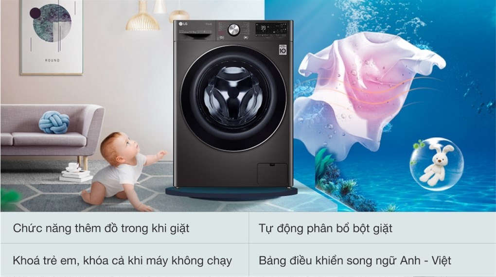 Máy giặt sấy LG Inverter 13 kg FV1413H3BA