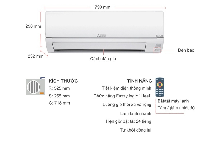 Điều hòa Mitsubishi Electric 9000Btu MS/MU-JS25VF