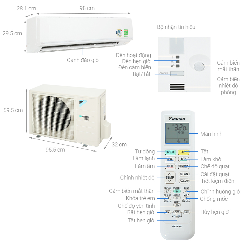 Điều hòa 2 chiều Daikin Inverter 18000Btu FTHF50VVMV