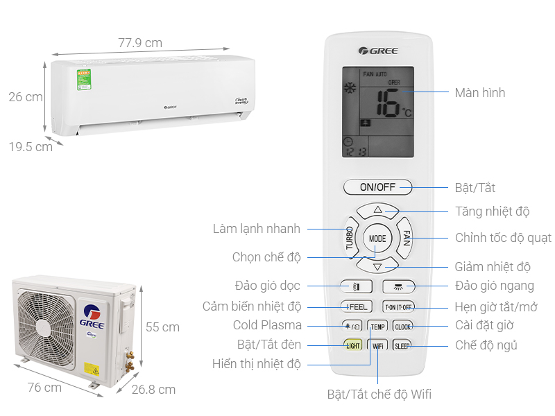 Điều hòa Gree Inverter 9000Btu GWC09PB-K3D0P4