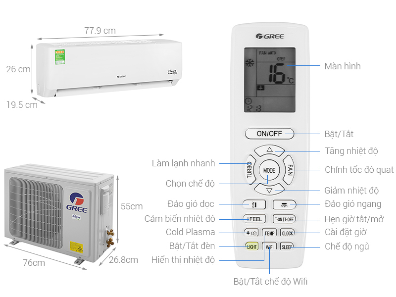 Điều hòa Gree Inverter 12000Btu GWC12PB-K3D0P4