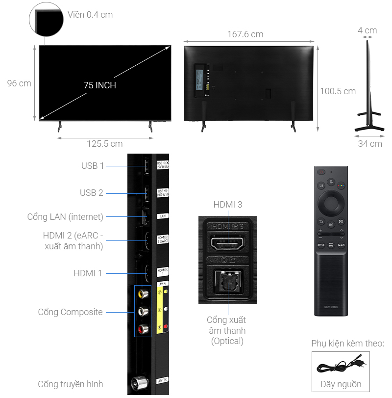 Smart Tivi Samsung 4K Crystal UHD 75 inch UA75BU8000