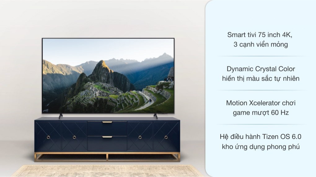 Smart Tivi Samsung 4K Crystal UHD 75 inch UA75BU8000