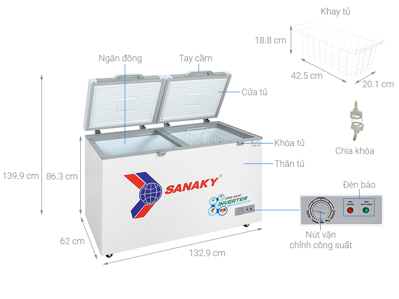 Tủ đông Sanaky Inverter 305 lít TD.VH4099A4K