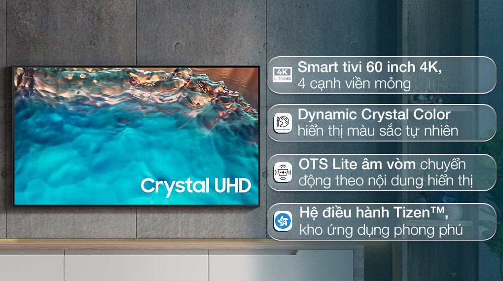 Smart Tivi Samsung 4K Crystal UHD 60 inch UA60BU8000