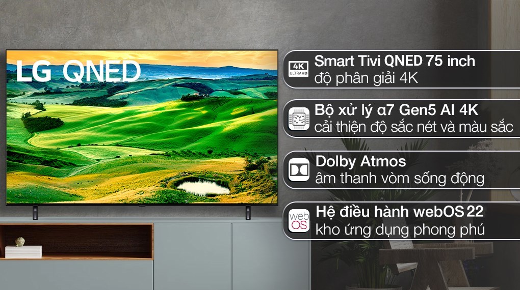 Smart Tivi QNED LG 4K 75 inch 75QNED80SQA