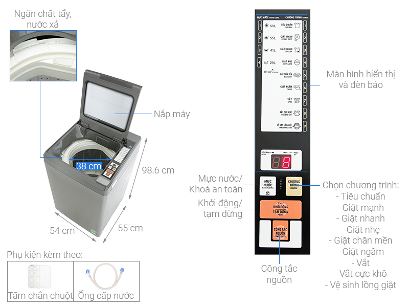 Máy giặt Aqua 9 kg AQW-S90CT.S