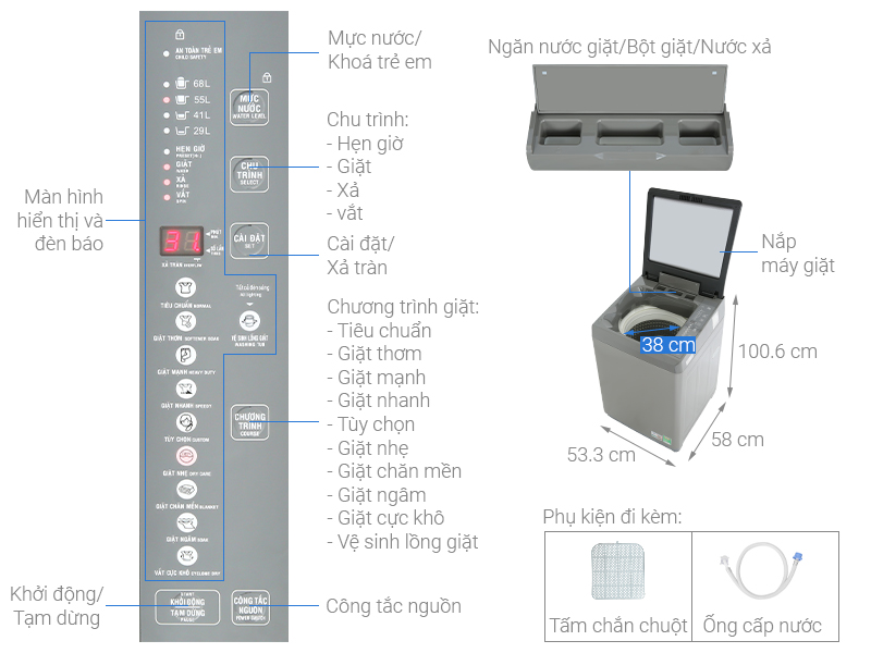 Máy giặt Aqua 9 kg AQW-F91GT.S