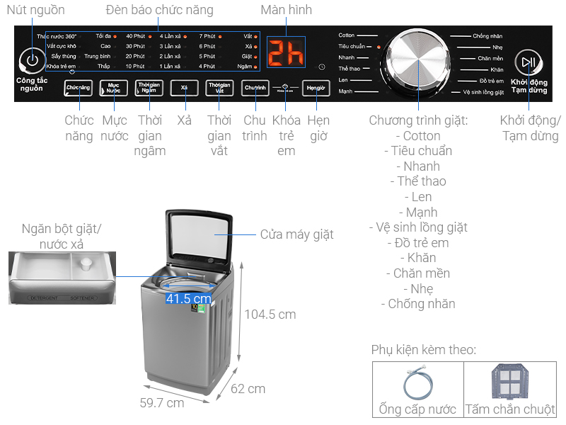 Máy giặt Aqua Inverter 12 Kg AQW-DR120CT.S