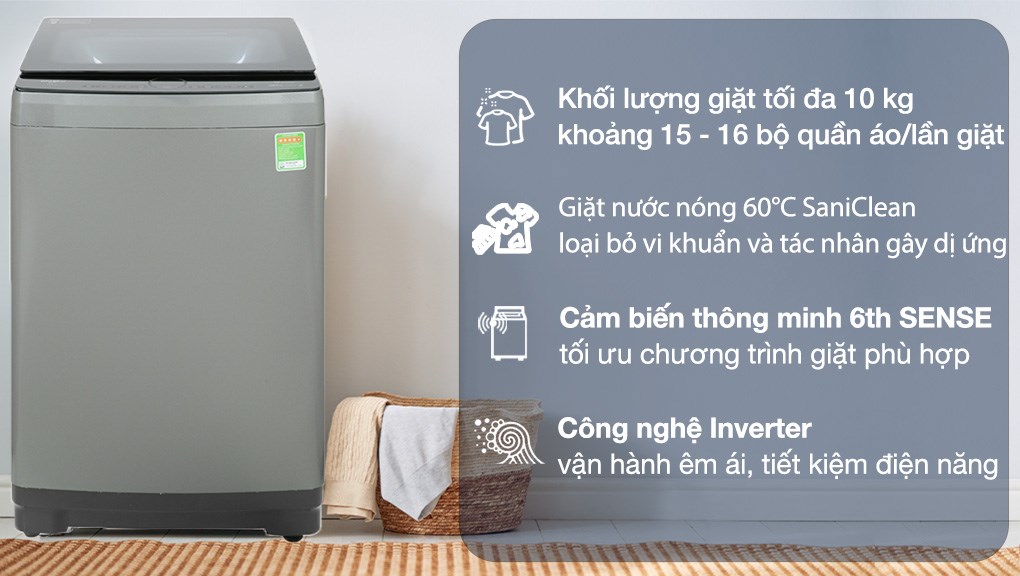 Máy giặt Whirlpool Inverter 10 kg VWIID1002FG