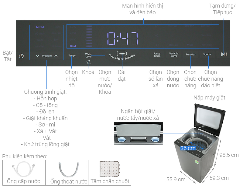 Máy giặt Whirlpool Inverter 11.5 kg VWIID11502FG