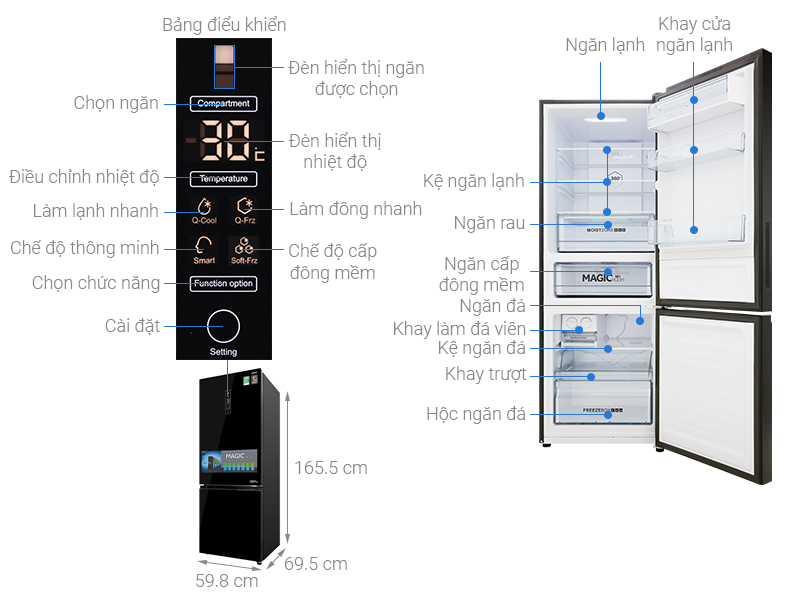 Tủ lạnh Aqua 292 lít AQR-IG338EB GB