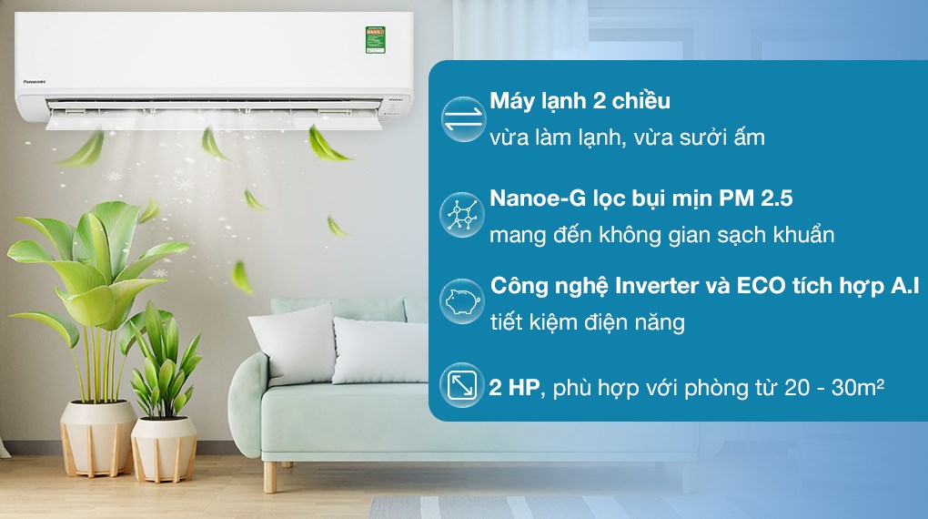 Điều hòa 2 chiều Panasonic 2 HP CU/CS-YZ18XKH-8