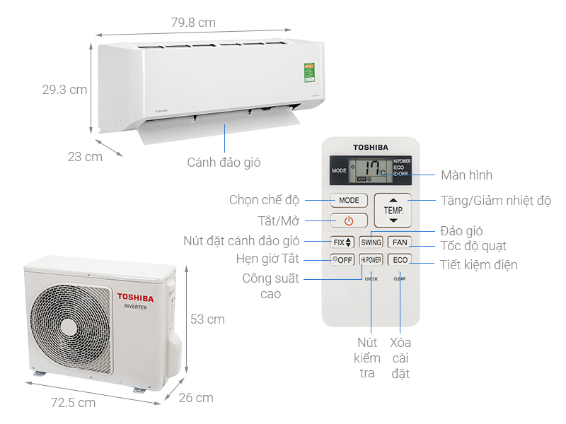 Điều hòa Toshiba Inverter 1.5 HP RAS-H13L3KCVG-V