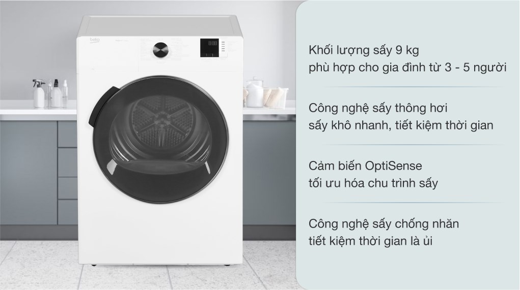 Máy sấy thông hơi Beko 9 kg DA9112RX0WB