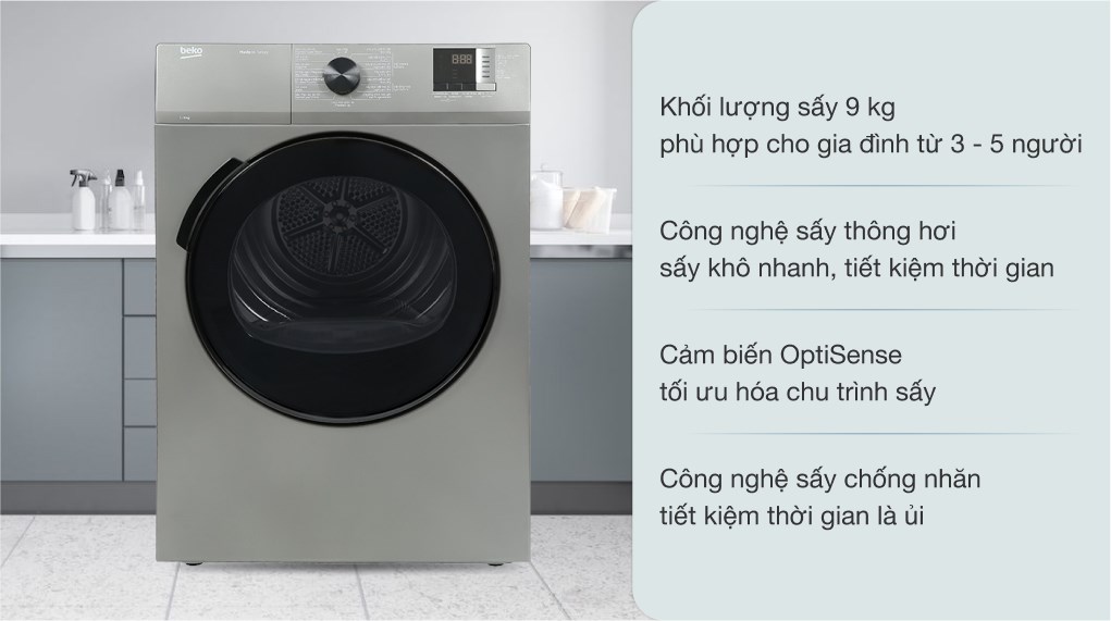 Máy sấy thông hơi Beko 9 kg DA9112RX0MB