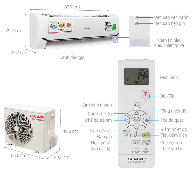 Điều hòa Sharp Inverter 1.5 HP AH-X12XEW