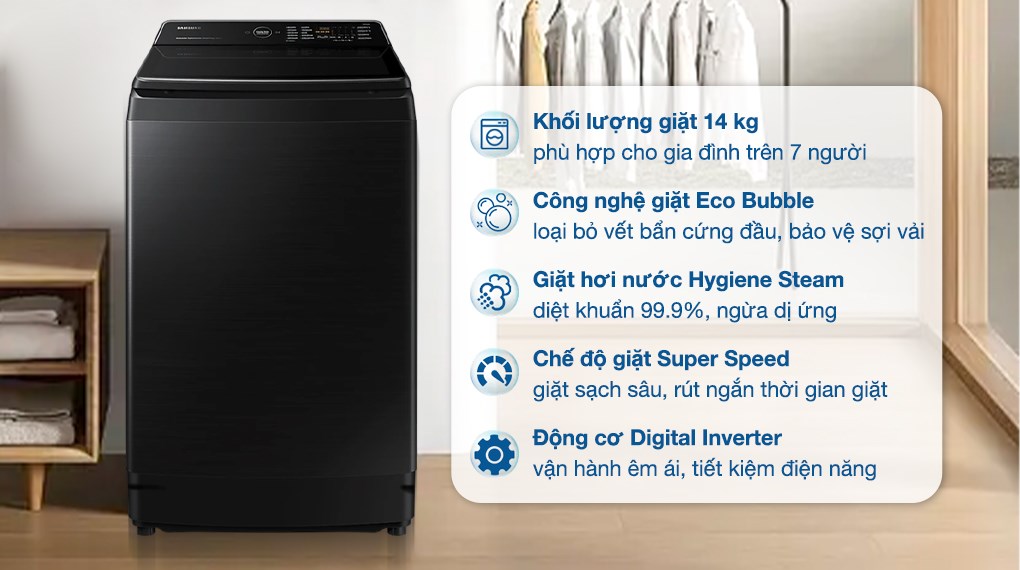 Máy giặt Samsung Inverter 14 kg WA14CG5886BVSV