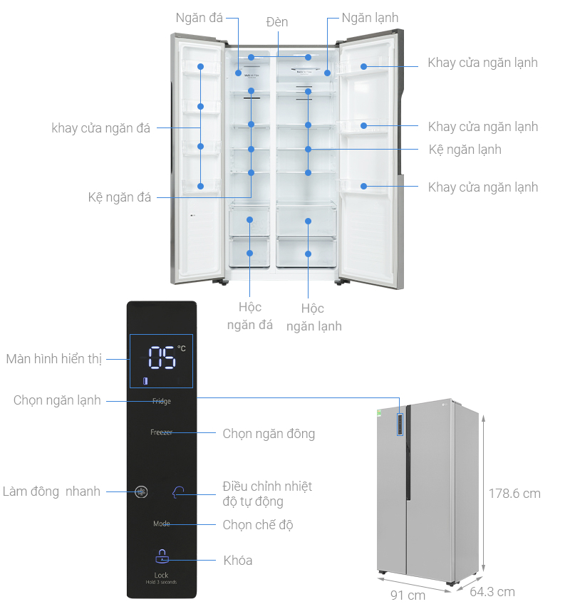 Tủ lạnh LG Inverter 519 lít GR-B256JDS