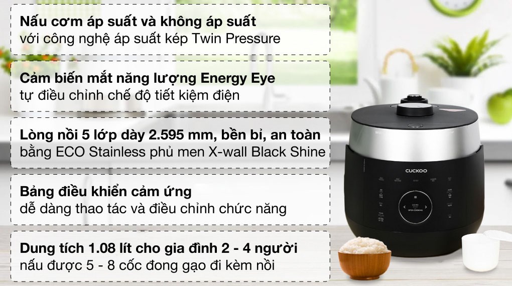 Nồi cơm áp suất cao tần Cuckoo 1.08 lít CRP-LHTR0609F