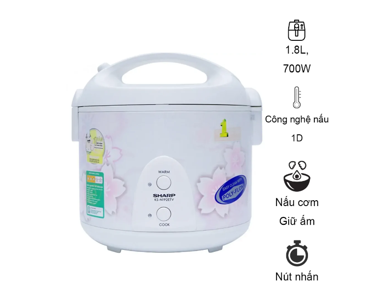 Nồi Cơm Điện Sharp KS- N192ETV SP 1.8 lít