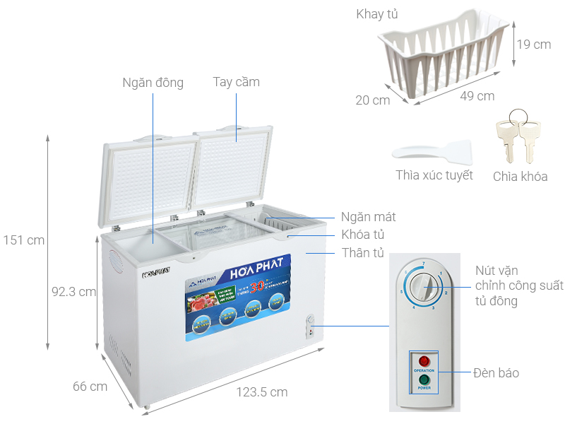 Tủ đông Hòa Phát 271 lít HCF 656S2Đ2