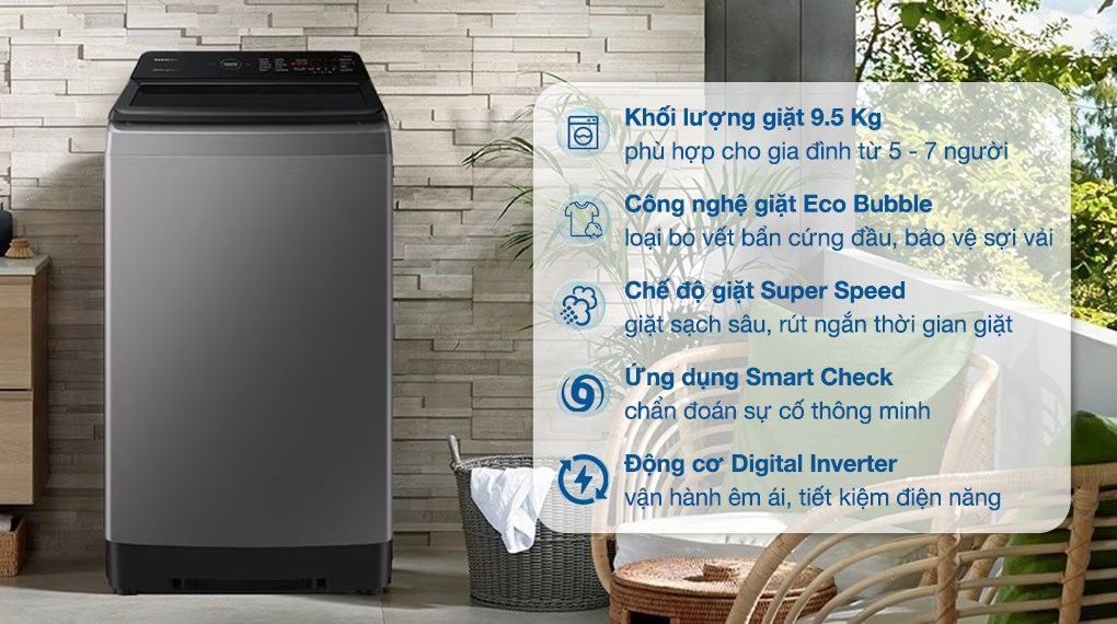 Máy giặt Samsung Inverter 9.5 kg WA95CG4545BDSV