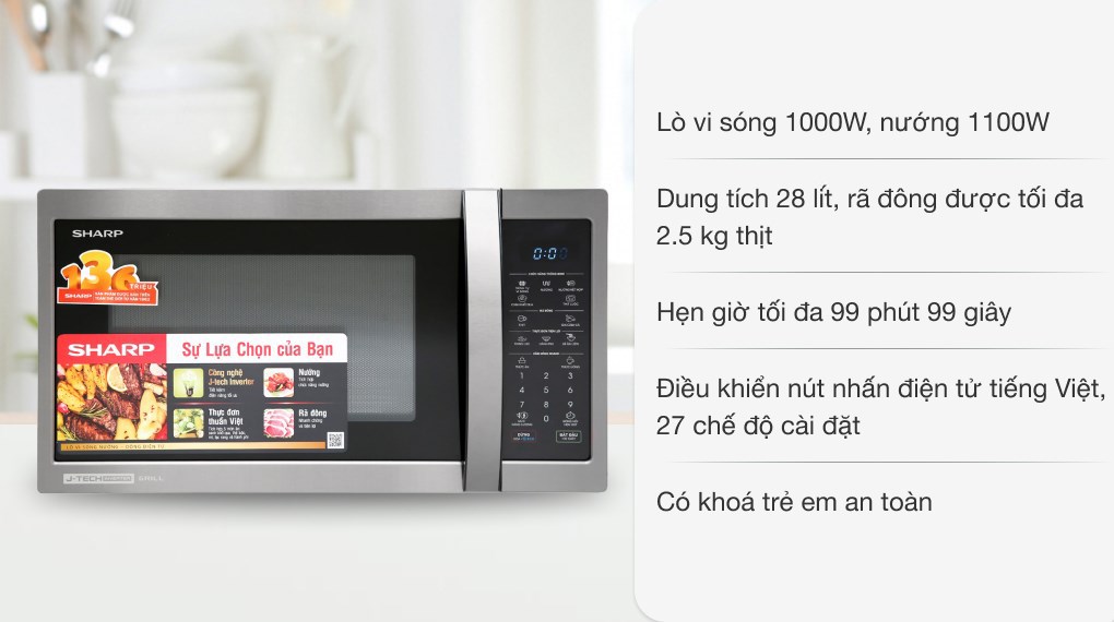 Lò vi sóng có nướng Sharp R-G728XVN-BST 28 lít